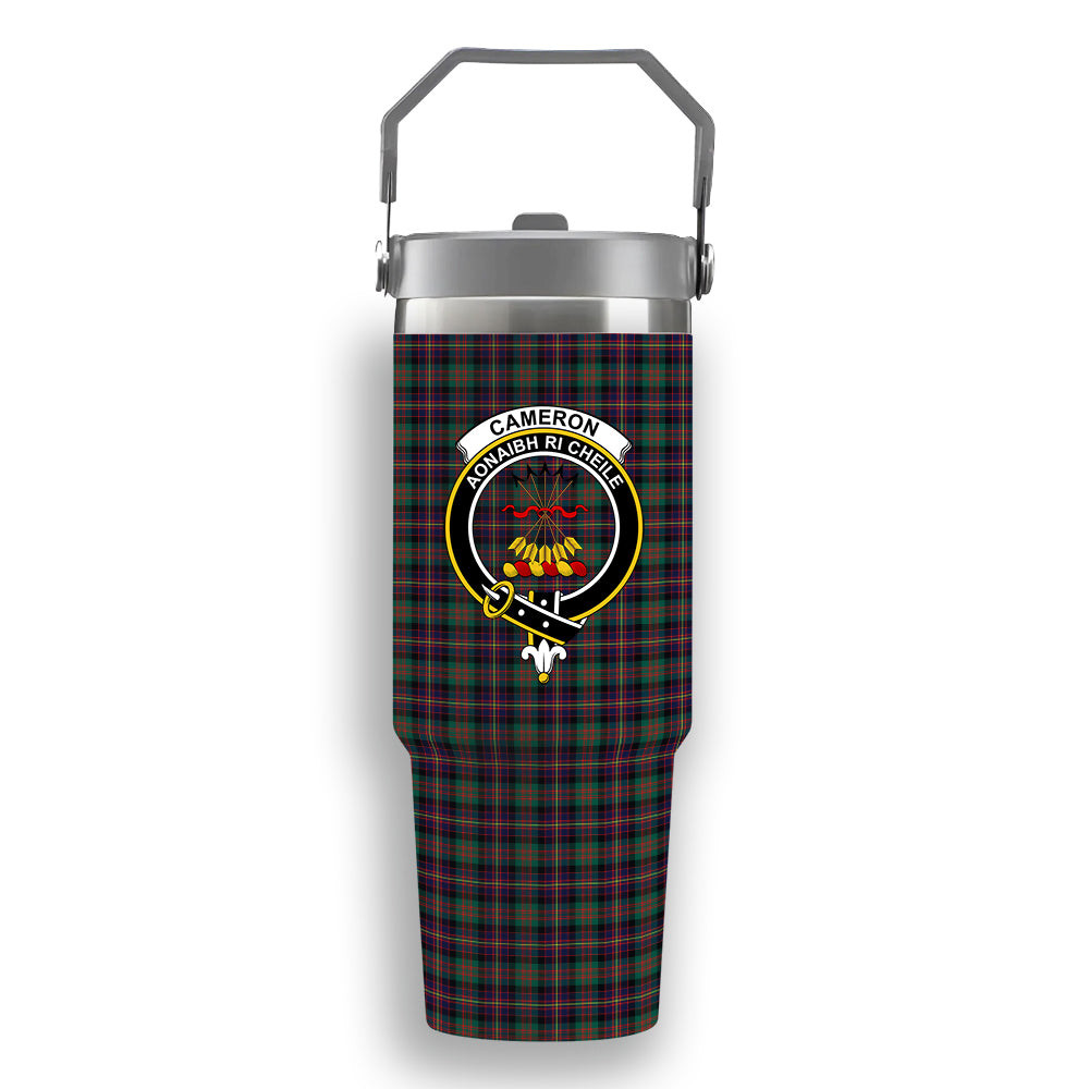 ScotsTee Shop Scottish Cameron Highlanders of Ottawa Crest Tartan Flip Straw Tumbler 20oz 30oz