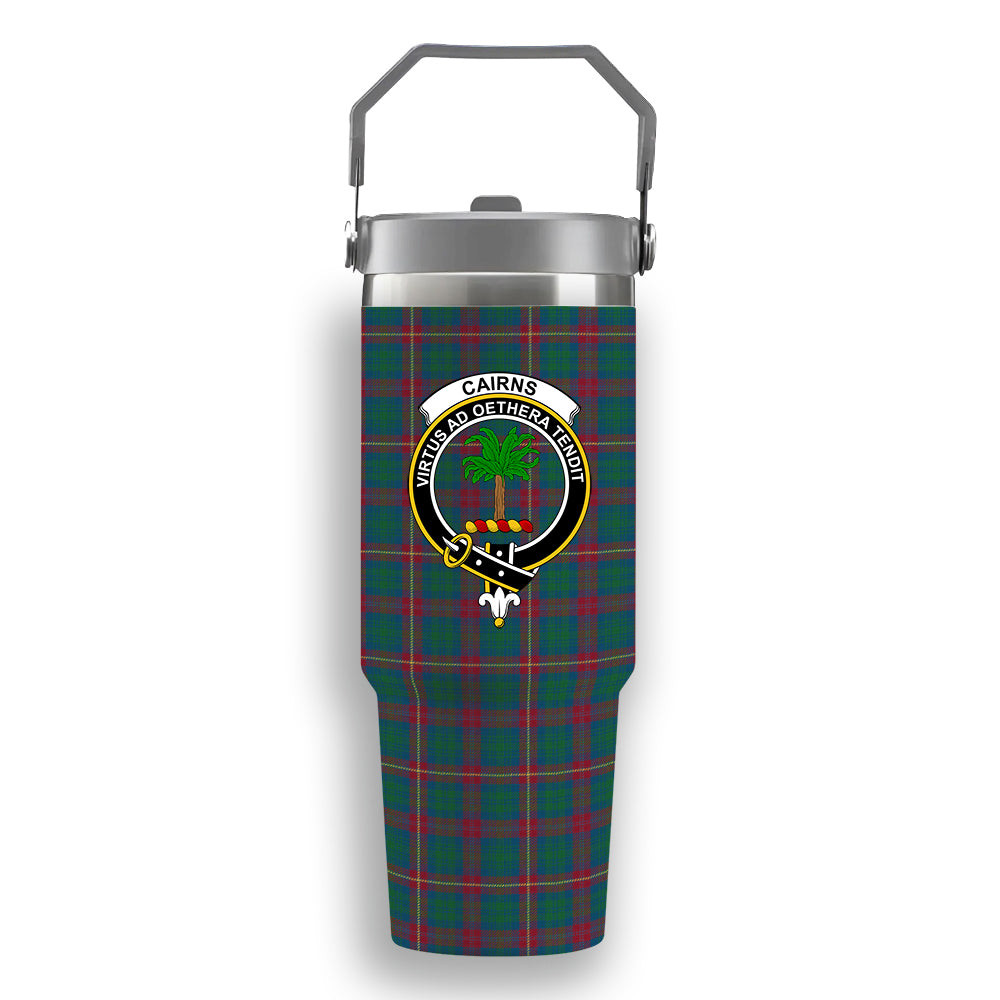 ScotsTee Shop Scottish Cairns of Finavon Ancient Crest Tartan Flip Straw Tumbler 20oz 30oz