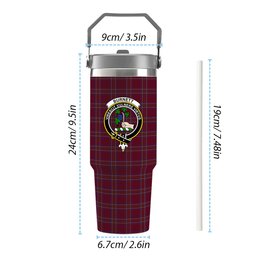 ScotsTee Shop Scottish Burnett of Leys Hunting Crest Tartan Flip Straw Tumbler 20oz 30oz