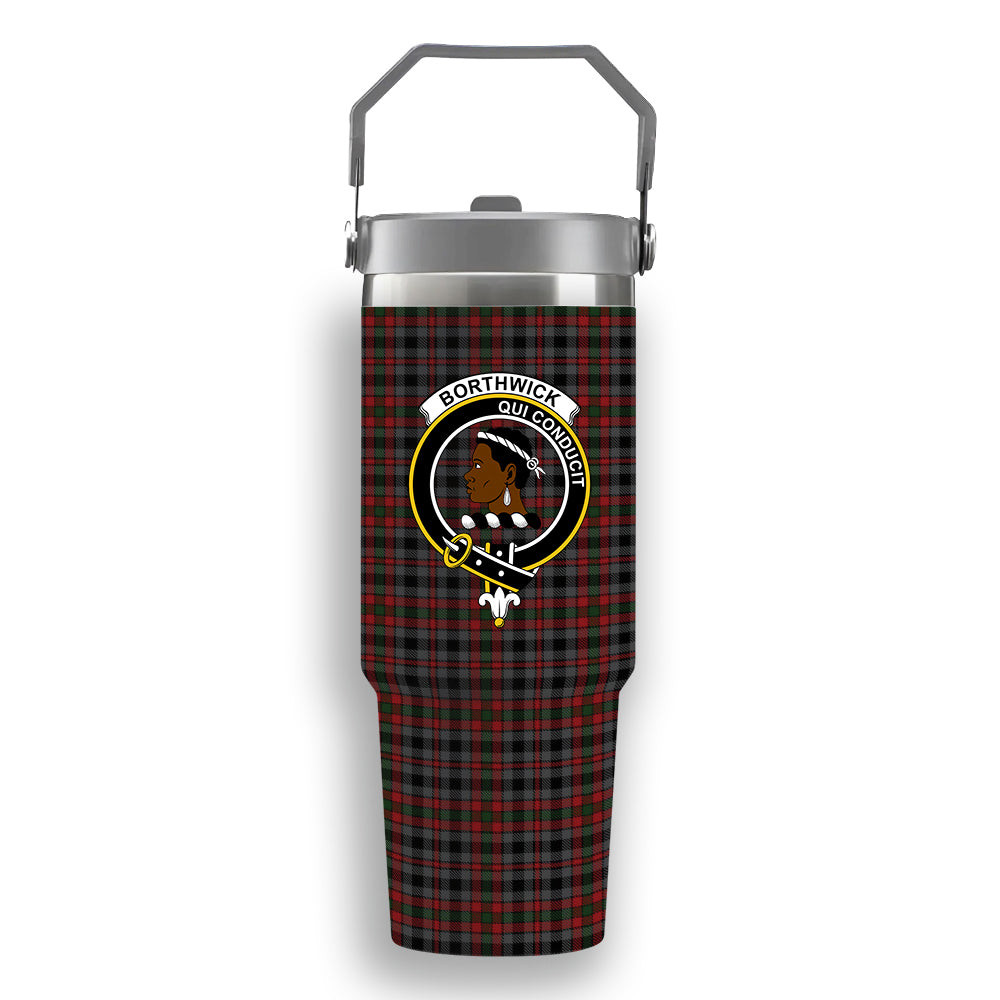 ScotsTee Shop Scottish Borthwick Hunting Crest Tartan Flip Straw Tumbler 20oz 30oz