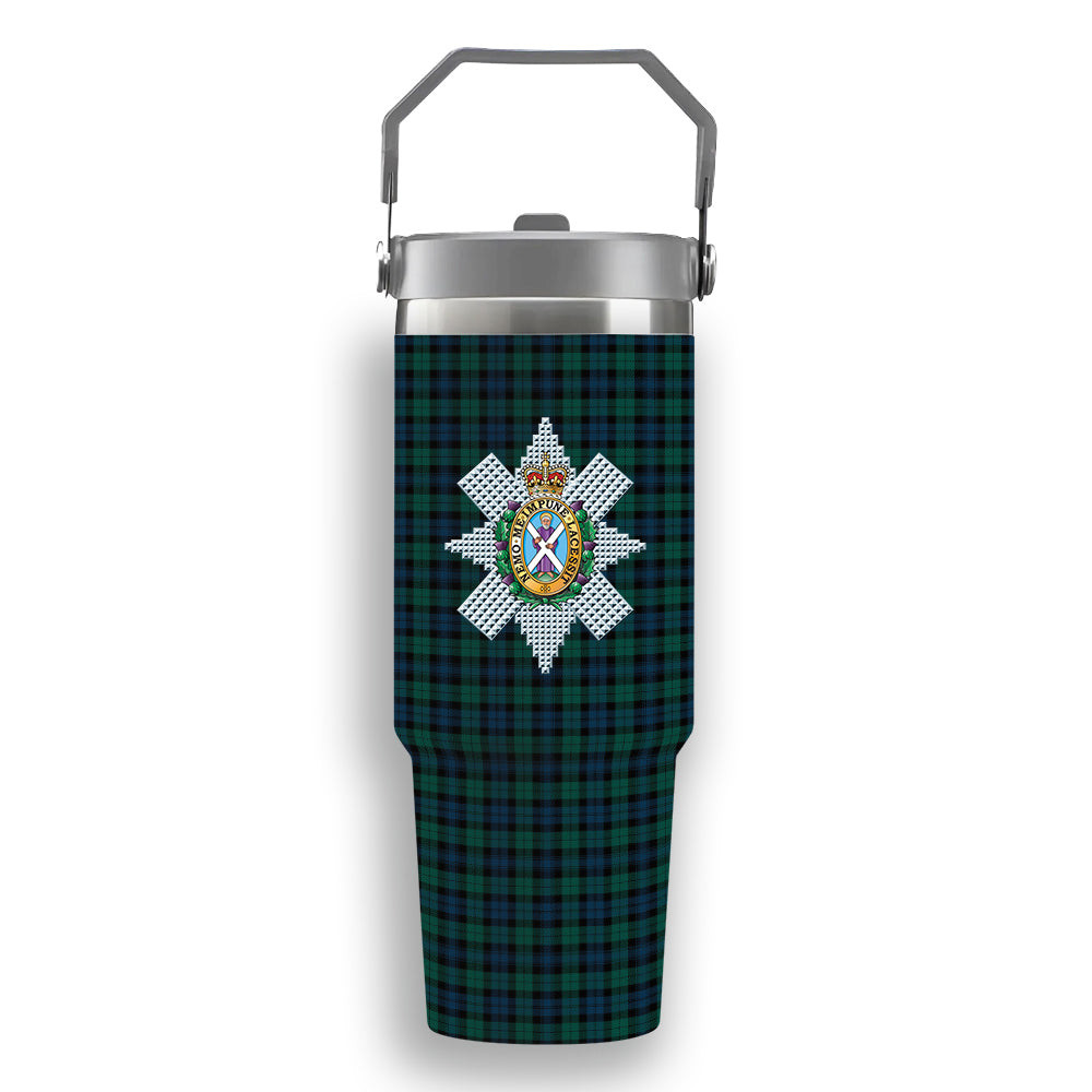ScotsTee Shop Scottish Black Watch #3 Modern Crest Tartan Flip Straw Tumbler 20oz 30oz