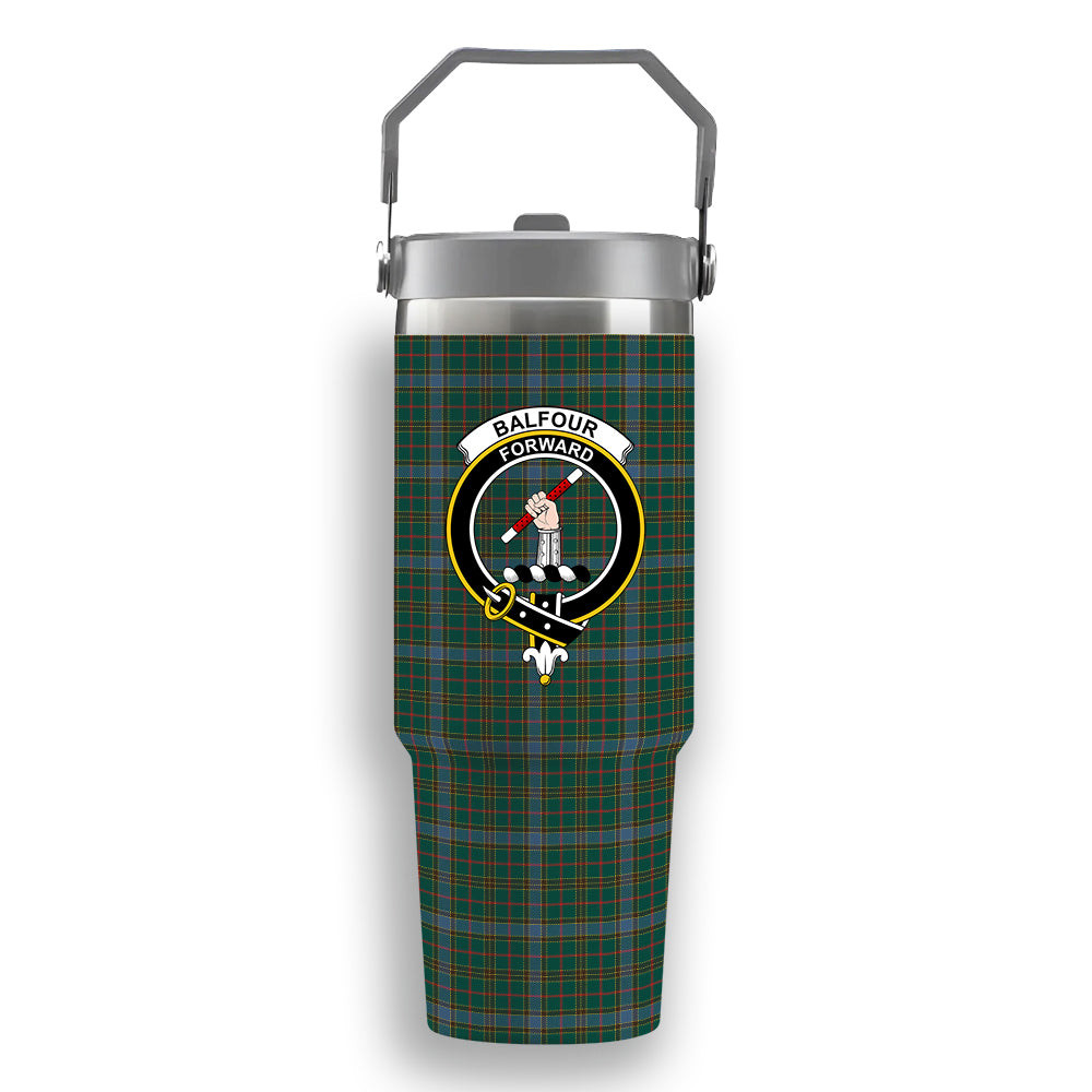 ScotsTee Shop Scottish Balfour Hunting Modern Crest Tartan Flip Straw Tumbler 20oz 30oz