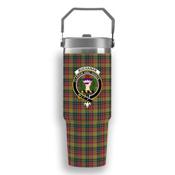 ScotsTee Shop Scottish Buchanan 1850 Crest Tartan Flip Straw Tumbler 20oz 30oz