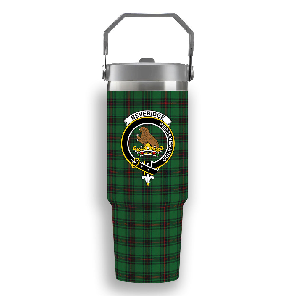 ScotsTee Shop Scottish Beveridge Crest Tartan Flip Straw Tumbler 20oz 30oz