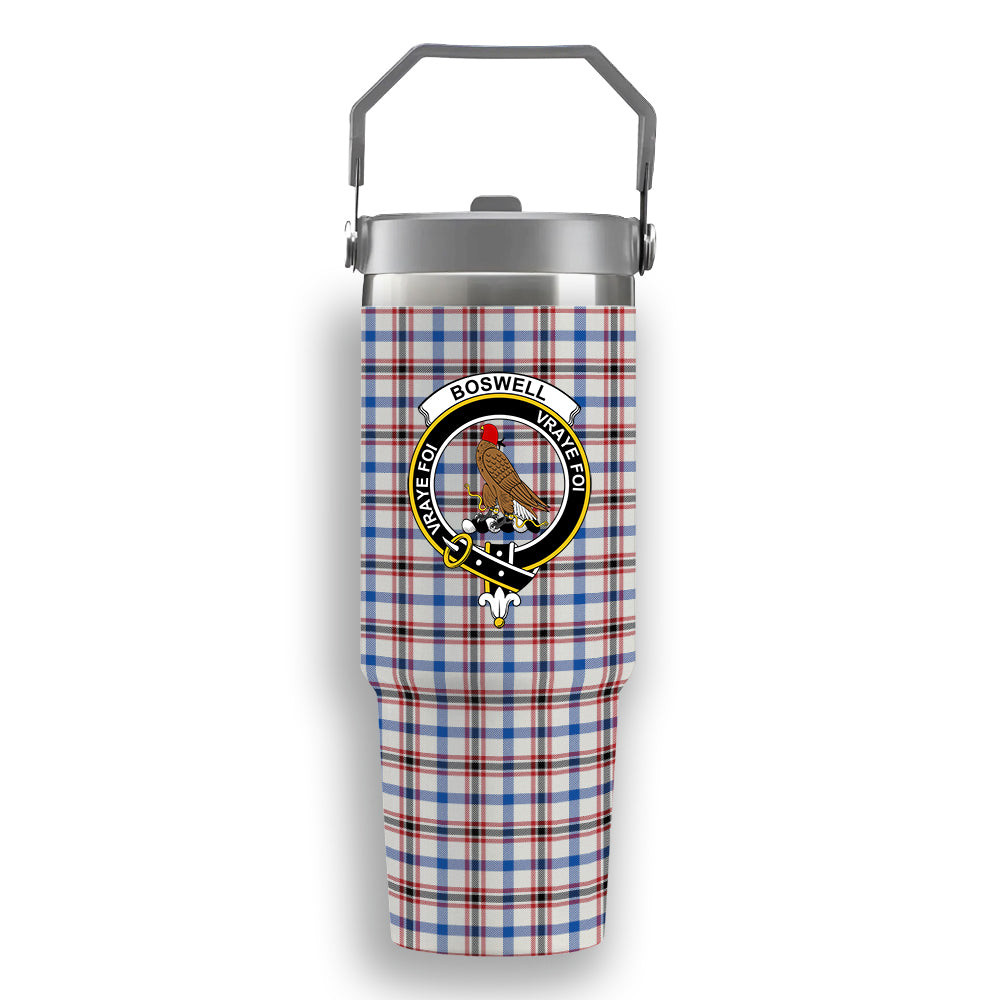 ScotsTee Shop Scottish Boswell Dress Modern Crest Tartan Flip Straw Tumbler 20oz 30oz