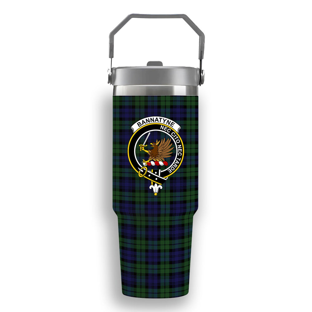 ScotsTee Shop Scottish Bannatyne SC Crest Tartan Flip Straw Tumbler 20oz 30oz