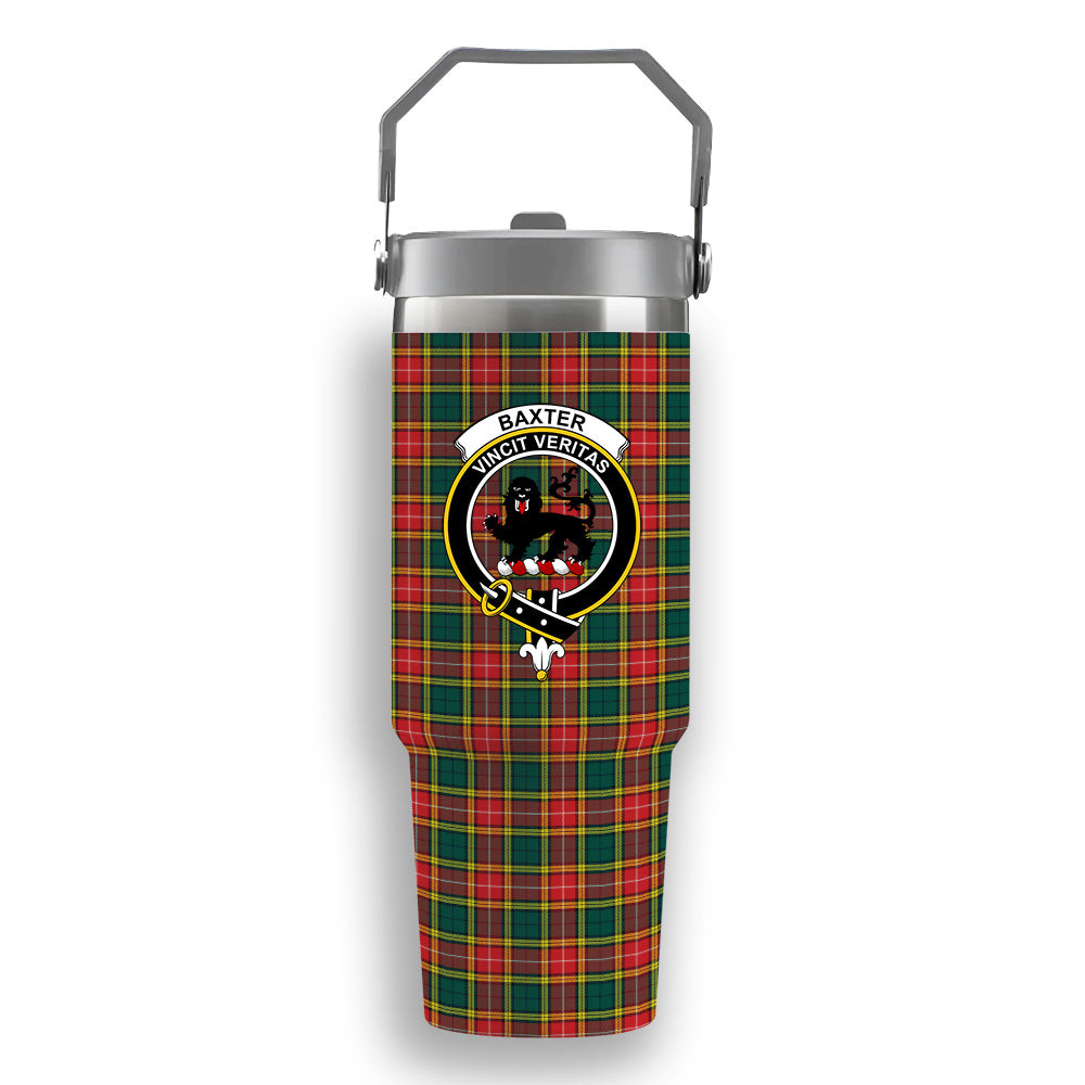 ScotsTee Shop Scottish Baxter of Balgavies Modern Crest Tartan Flip Straw Tumbler 20oz 30oz