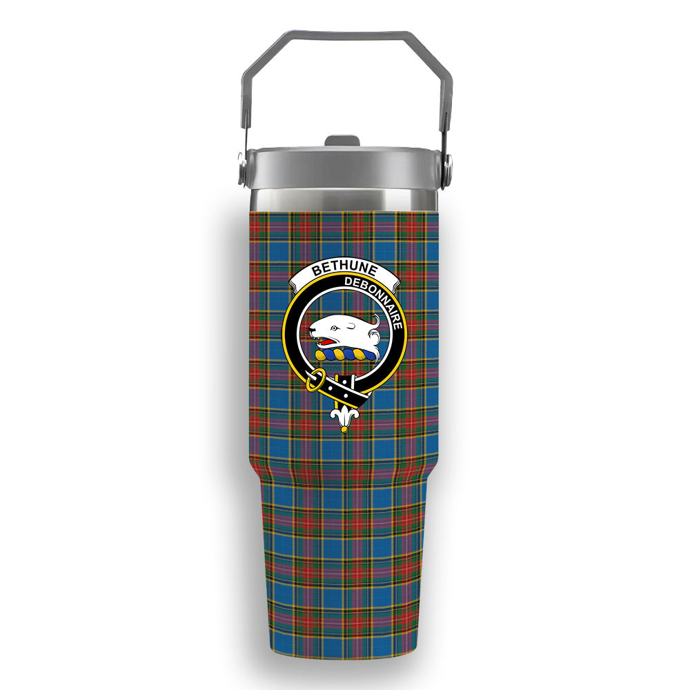 ScotsTee Shop Scottish Bethune Ancient Crest Tartan Flip Straw Tumbler 20oz 30oz