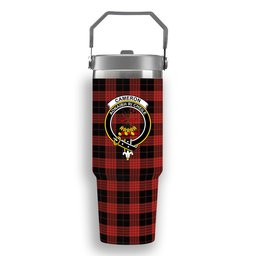 ScotsTee Shop Scottish Cameron Black and Red Ancient Crest Tartan Flip Straw Tumbler 20oz 30oz