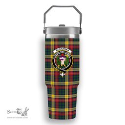 ScotsTee Shop Scottish Buchanan Crest Tartan Flip Straw Tumbler 20oz 30oz