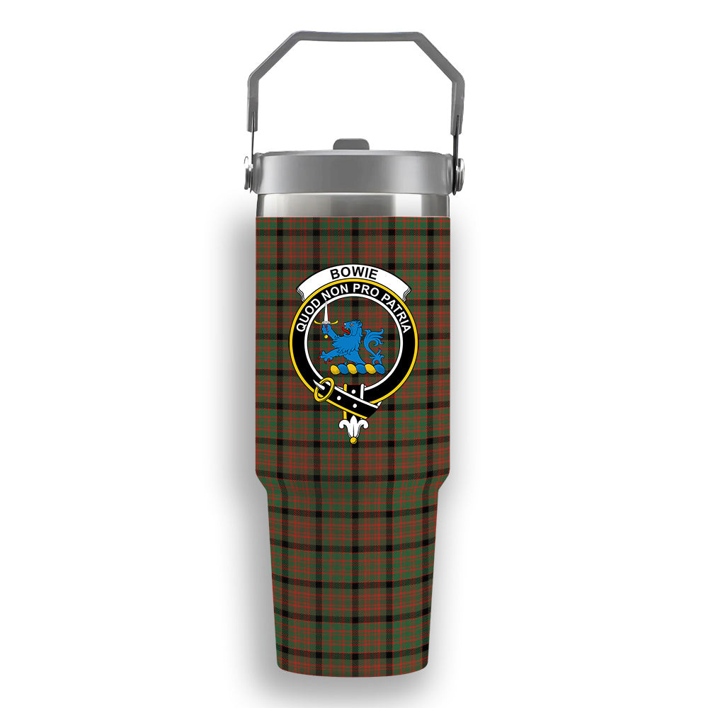 ScotsTee Shop Scottish Bowie Black Ancient Crest Tartan Flip Straw Tumbler 20oz 30oz