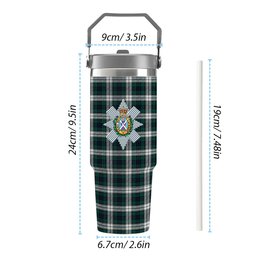 ScotsTee Shop Scottish Black Watch Dress Modern Crest Tartan Flip Straw Tumbler 20oz 30oz