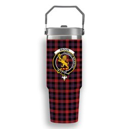 ScotsTee Shop Scottish Broun Modern Crest Tartan Flip Straw Tumbler 20oz 30oz