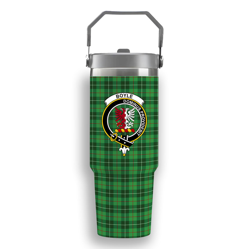 ScotsTee Shop Scottish Boyle SC Crest Tartan Flip Straw Tumbler 20oz 30oz