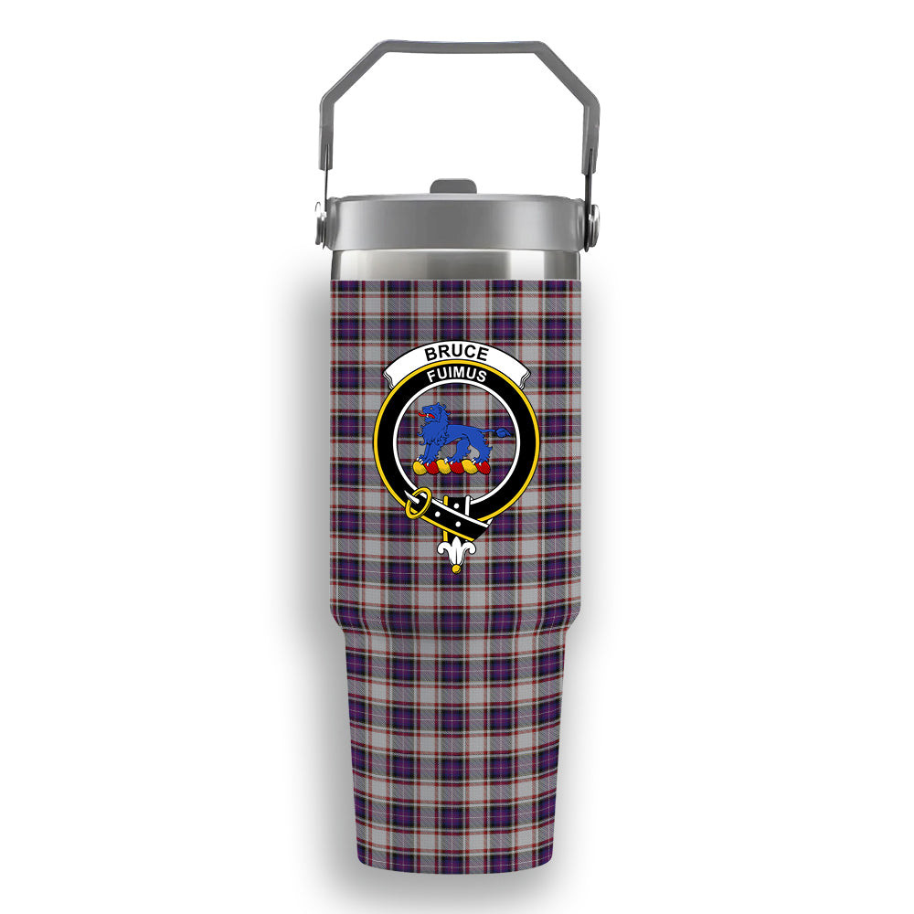 ScotsTee Shop Scottish Bruce of Kinnaird Dress (Dance) Crest Tartan Flip Straw Tumbler 20oz 30oz