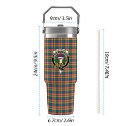 ScotsTee Shop Scottish Buchanan Ancient Crest Tartan Flip Straw Tumbler 20oz 30oz