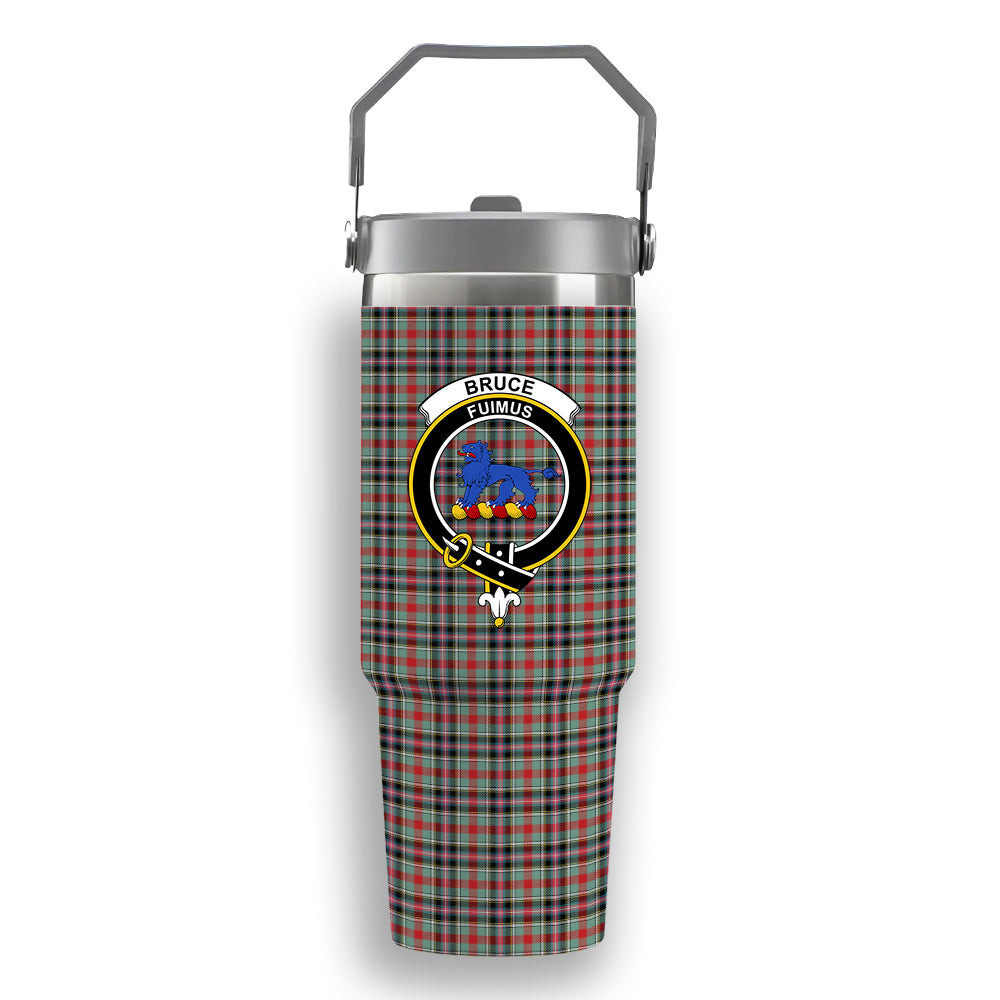ScotsTee Shop Scottish Bruce of Kinnaird Modern Crest Tartan Flip Straw Tumbler 20oz 30oz