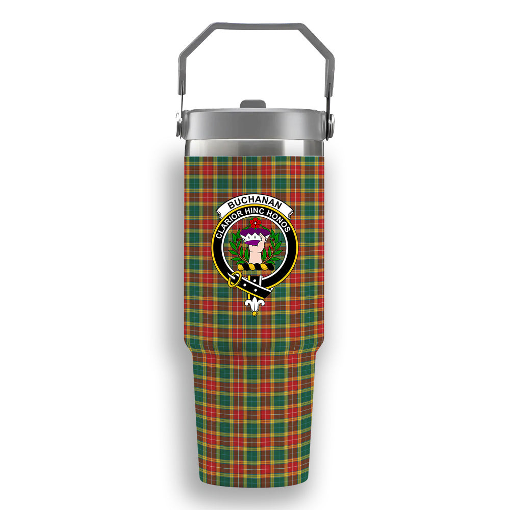 ScotsTee Shop Scottish Buchanan Old Sett Crest Tartan Flip Straw Tumbler 20oz 30oz