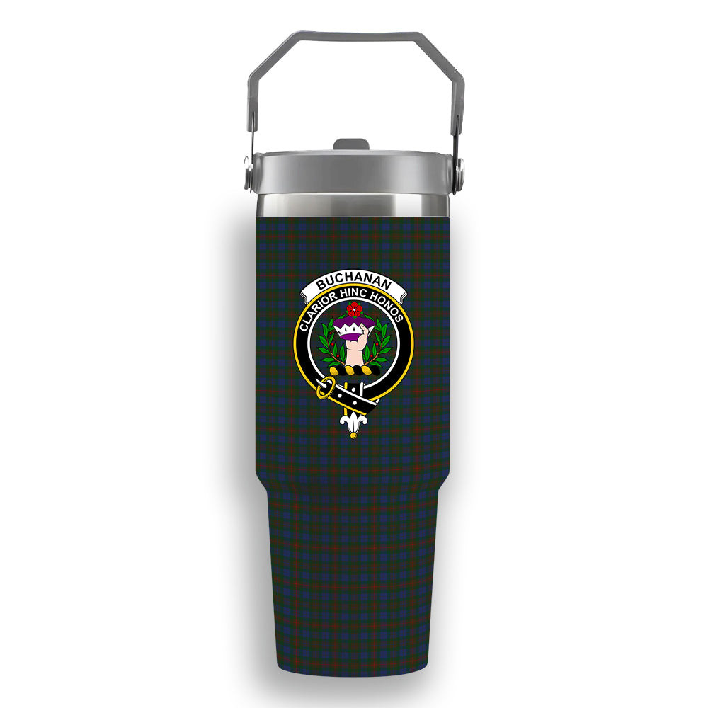 ScotsTee Shop Scottish Buchanan Hunting Crest Tartan Flip Straw Tumbler 20oz 30oz
