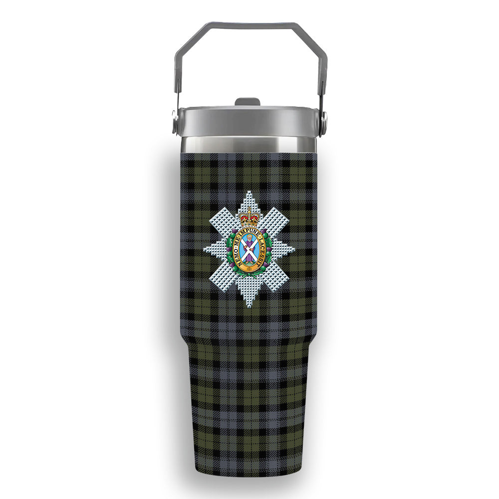 ScotsTee Shop Scottish Black Watch Large Sett Ancient Crest Tartan Flip Straw Tumbler 20oz 30oz