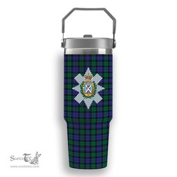 ScotsTee Shop Scottish Black Watch Modern Crest Tartan Flip Straw Tumbler 20oz 30oz