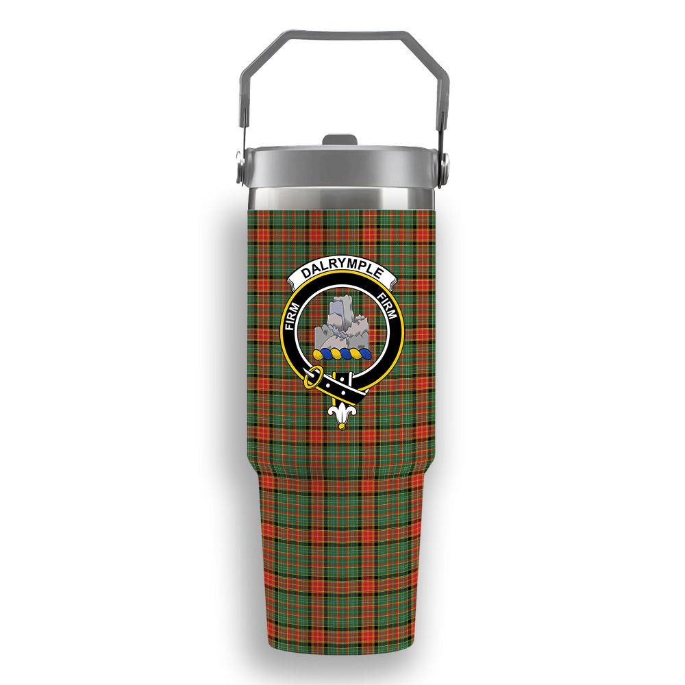 ScotsTee Shop Scottish Dalrymple of Castleton #2 Modern Crest Tartan Flip Straw Tumbler 20oz 30oz
