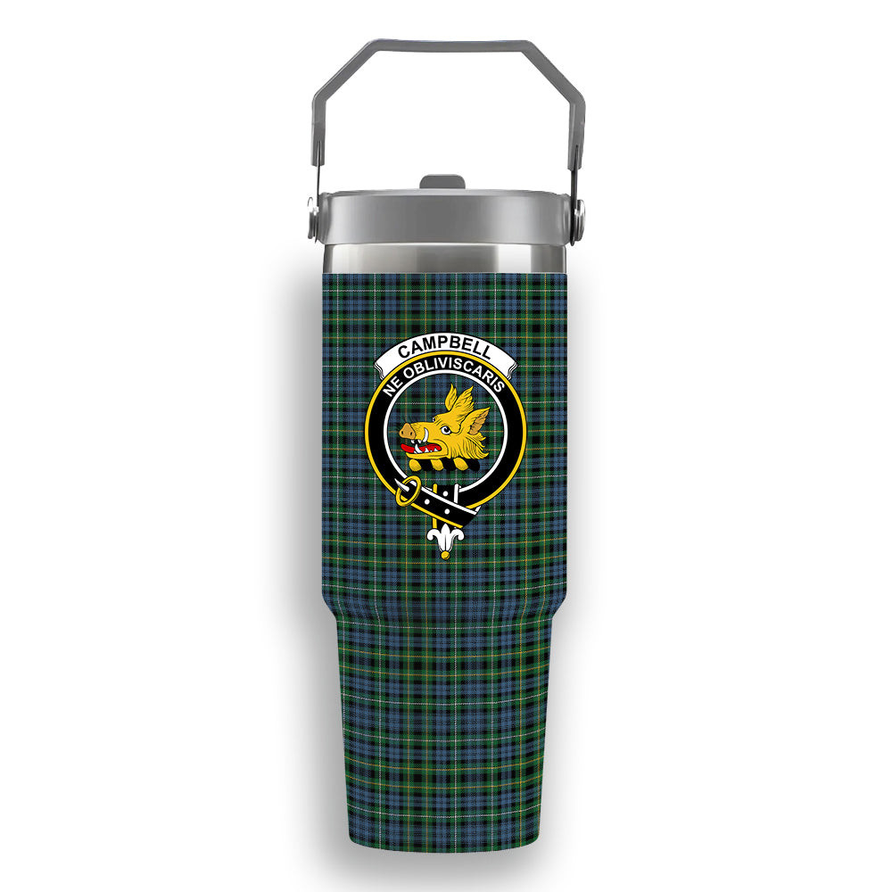 ScotsTee Shop Scottish Campbell of Argyll 1815 Ancient 2 Crest Tartan Flip Straw Tumbler 20oz 30oz