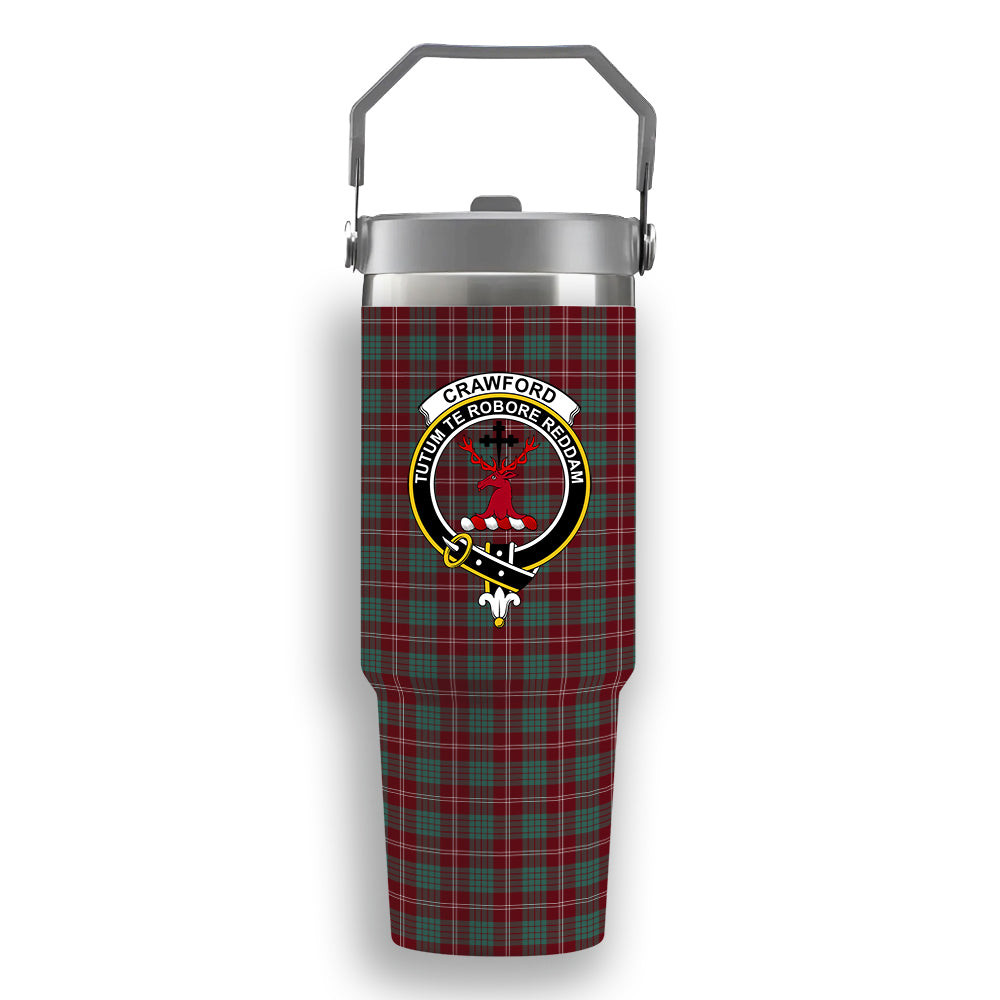 ScotsTee Shop Scottish Crawford Modern Crest Tartan Flip Straw Tumbler 20oz 30oz
