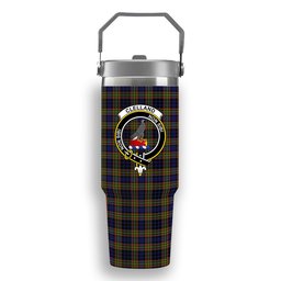 ScotsTee Shop Scottish Clelland Modern Crest Tartan Flip Straw Tumbler 20oz 30oz