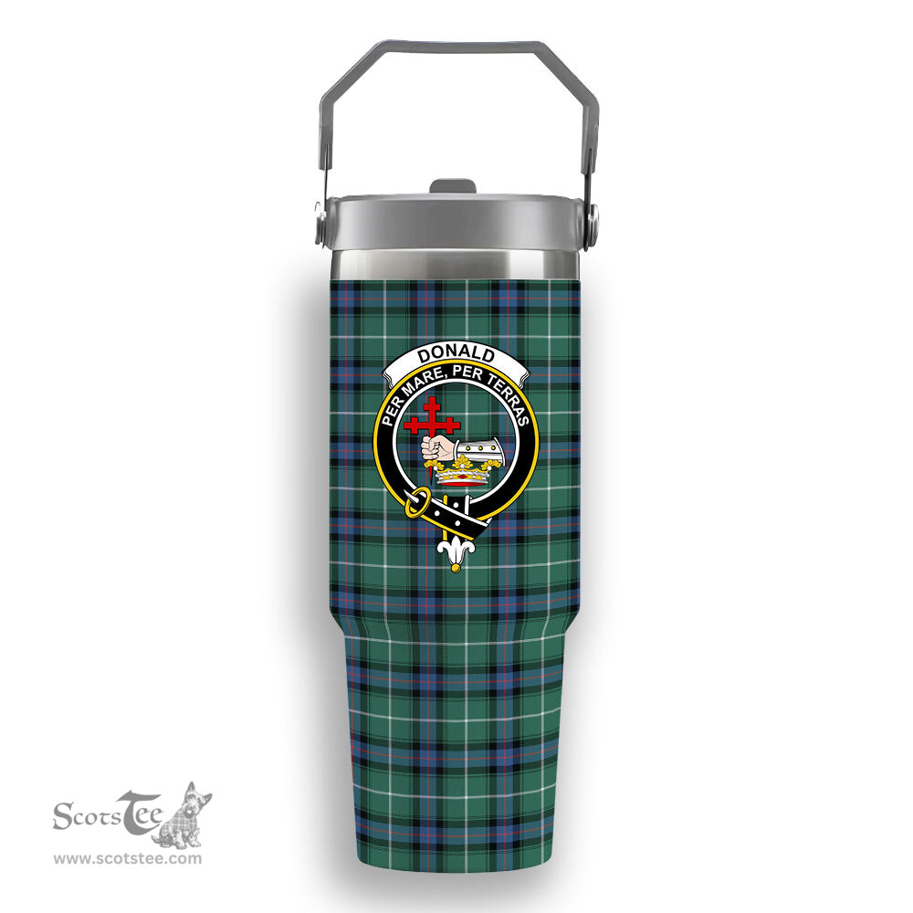 ScotsTee Shop Scottish Donald of the Isles Hunting Ancient Crest Tartan Flip Straw Tumbler 20oz 30oz