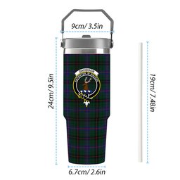 ScotsTee Shop Scottish Davidson Modern Crest Tartan Flip Straw Tumbler 20oz 30oz
