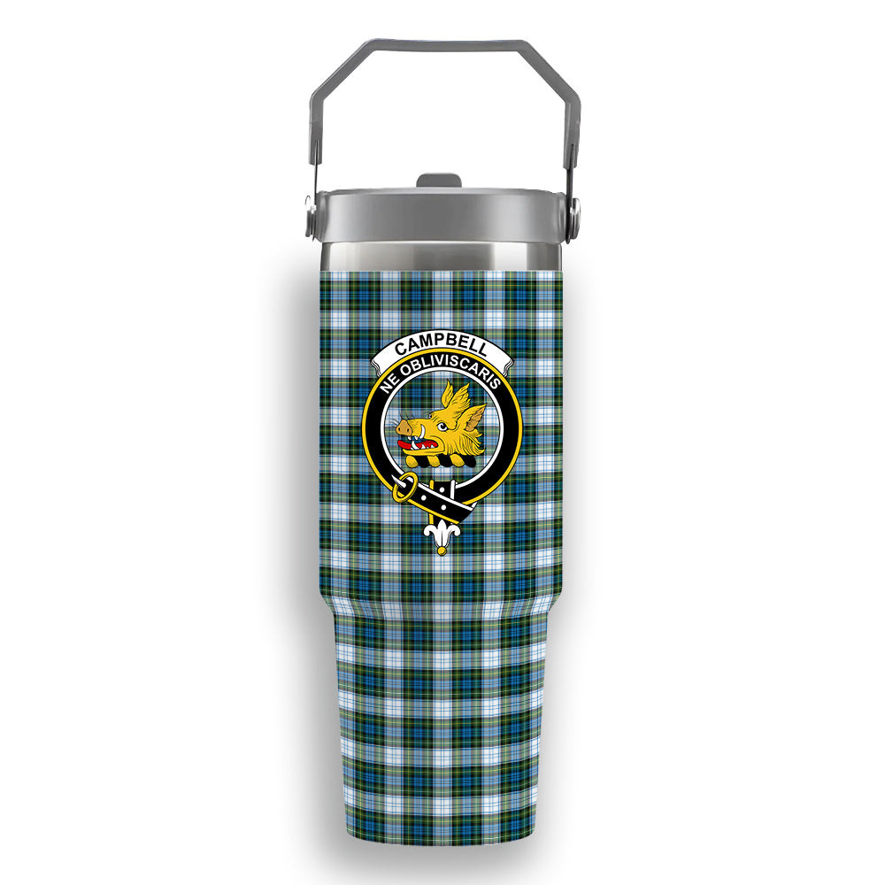 ScotsTee Shop Scottish Campbell Dress Crest Tartan Flip Straw Tumbler 20oz 30oz