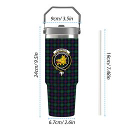 ScotsTee Shop Scottish Campbel of Cawdor Modern Crest Tartan Flip Straw Tumbler 20oz 30oz