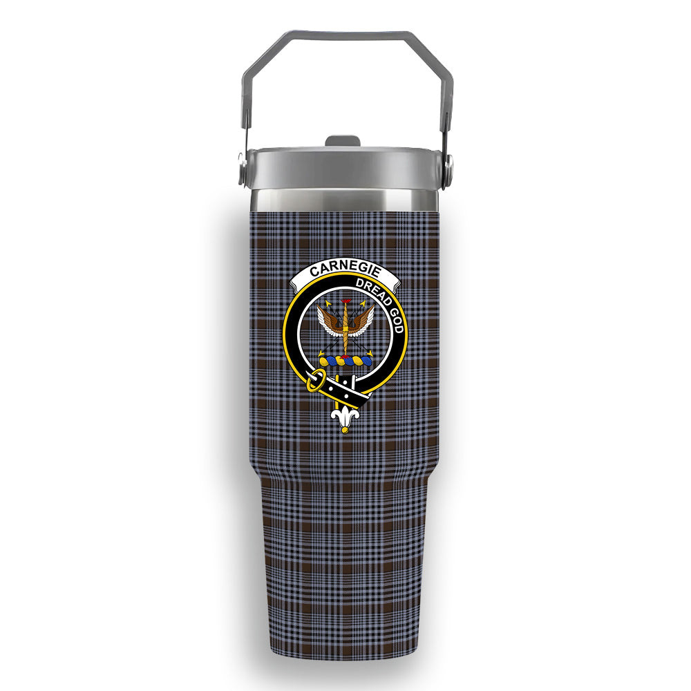 ScotsTee Shop Scottish Carnegie Check Modern Crest Tartan Flip Straw Tumbler 20oz 30oz