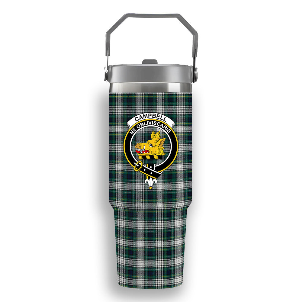 ScotsTee Shop Scottish Campbell Dress Modern Crest Tartan Flip Straw Tumbler 20oz 30oz