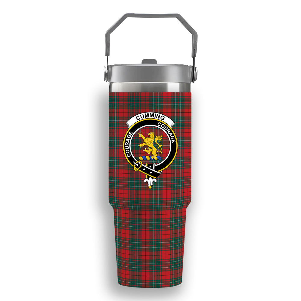 ScotsTee Shop Scottish Cumming Modern Crest Tartan Flip Straw Tumbler 20oz 30oz