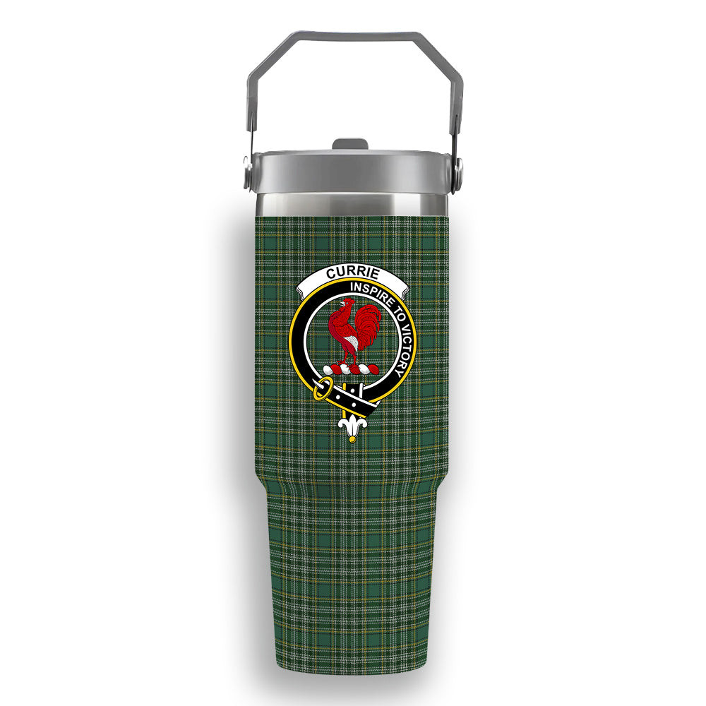 ScotsTee Shop Scottish Currie of Balilone Crest Tartan Flip Straw Tumbler 20oz 30oz