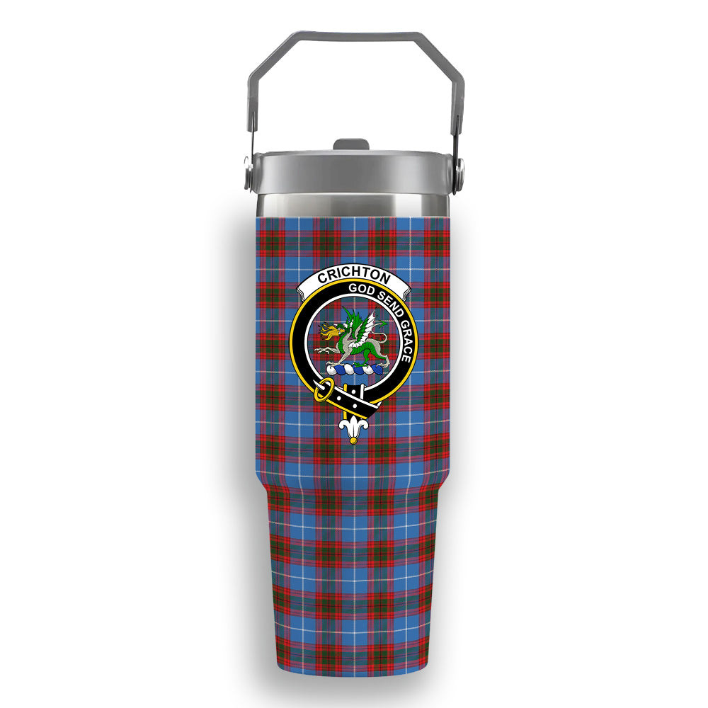 ScotsTee Shop Scottish Crichton Crest Tartan Flip Straw Tumbler 20oz 30oz