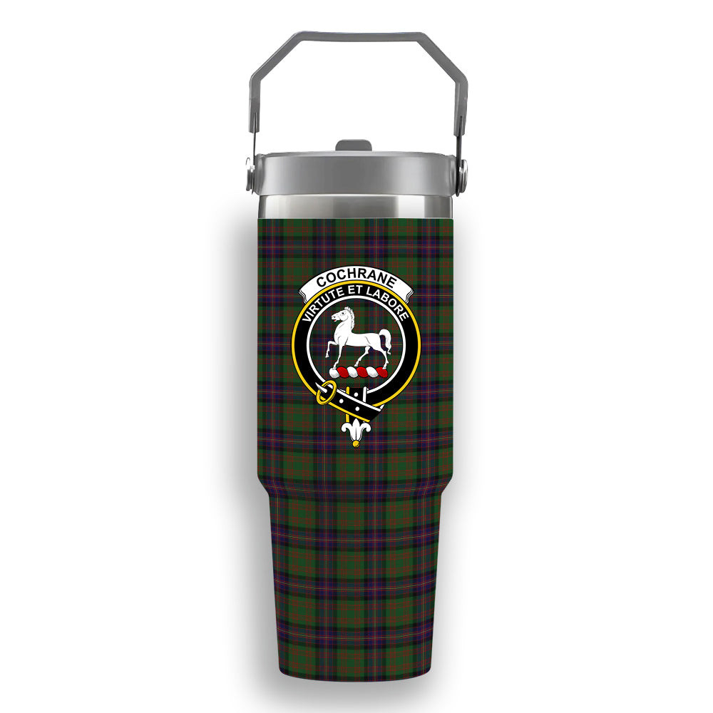 ScotsTee Shop Scottish Cochrane Crest Tartan Flip Straw Tumbler 20oz 30oz