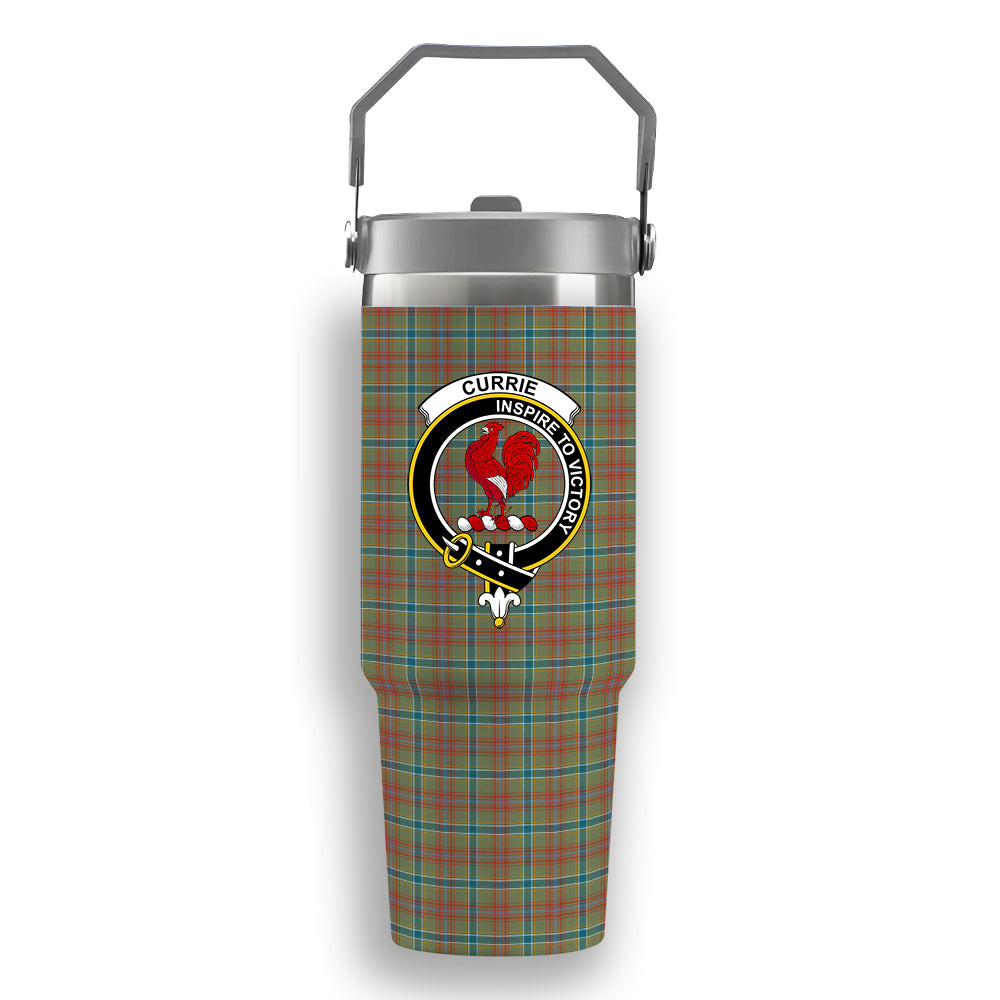 ScotsTee Shop Scottish Currie of Arran Ancient Clan Crest Tartan Flip Straw Tumbler 20oz 30oz