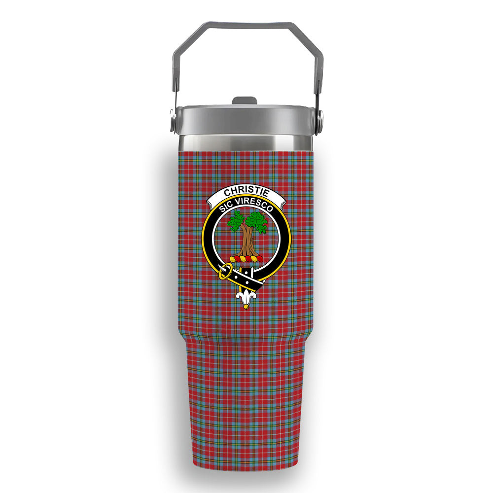 ScotsTee Shop Scottish Christie (London) Crest Tartan Flip Straw Tumbler 20oz 30oz