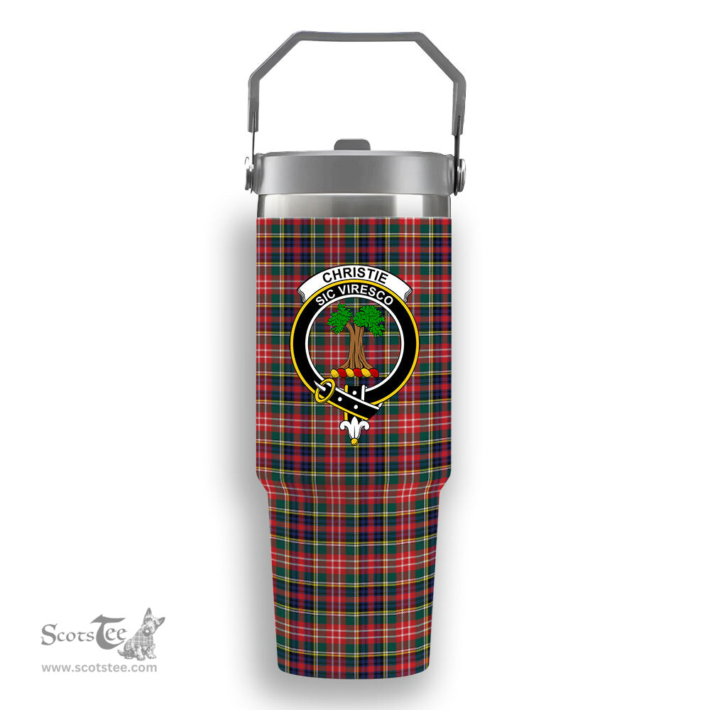 ScotsTee Shop Scottish Christie Modern Crest Tartan Flip Straw Tumbler 20oz 30oz