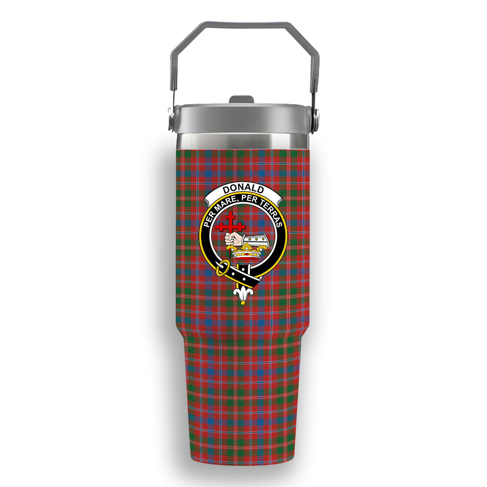 ScotsTee Shop Scottish Donald of Glenaladale Ancient Crest Tartan Flip Straw Tumbler 20oz 30oz