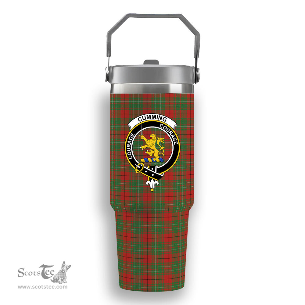 ScotsTee Shop Scottish Cumming Ancient Crest Tartan Flip Straw Tumbler 20oz 30oz