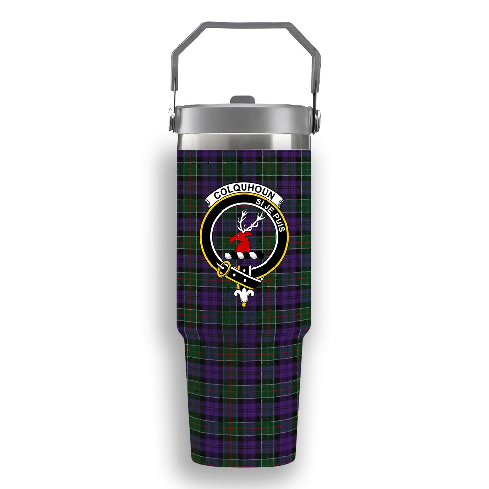 ScotsTee Shop Scottish Colquhoun 3 Crest Tartan Flip Straw Tumbler 20oz 30oz