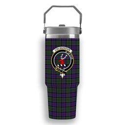 ScotsTee Shop Scottish Colquhoun 3 Crest Tartan Flip Straw Tumbler 20oz 30oz
