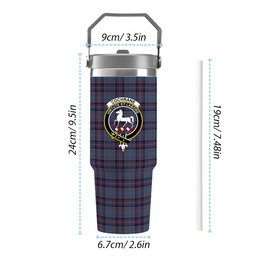 ScotsTee Shop Scottish Cochrane Azure Crest Tartan Flip Straw Tumbler 20oz 30oz