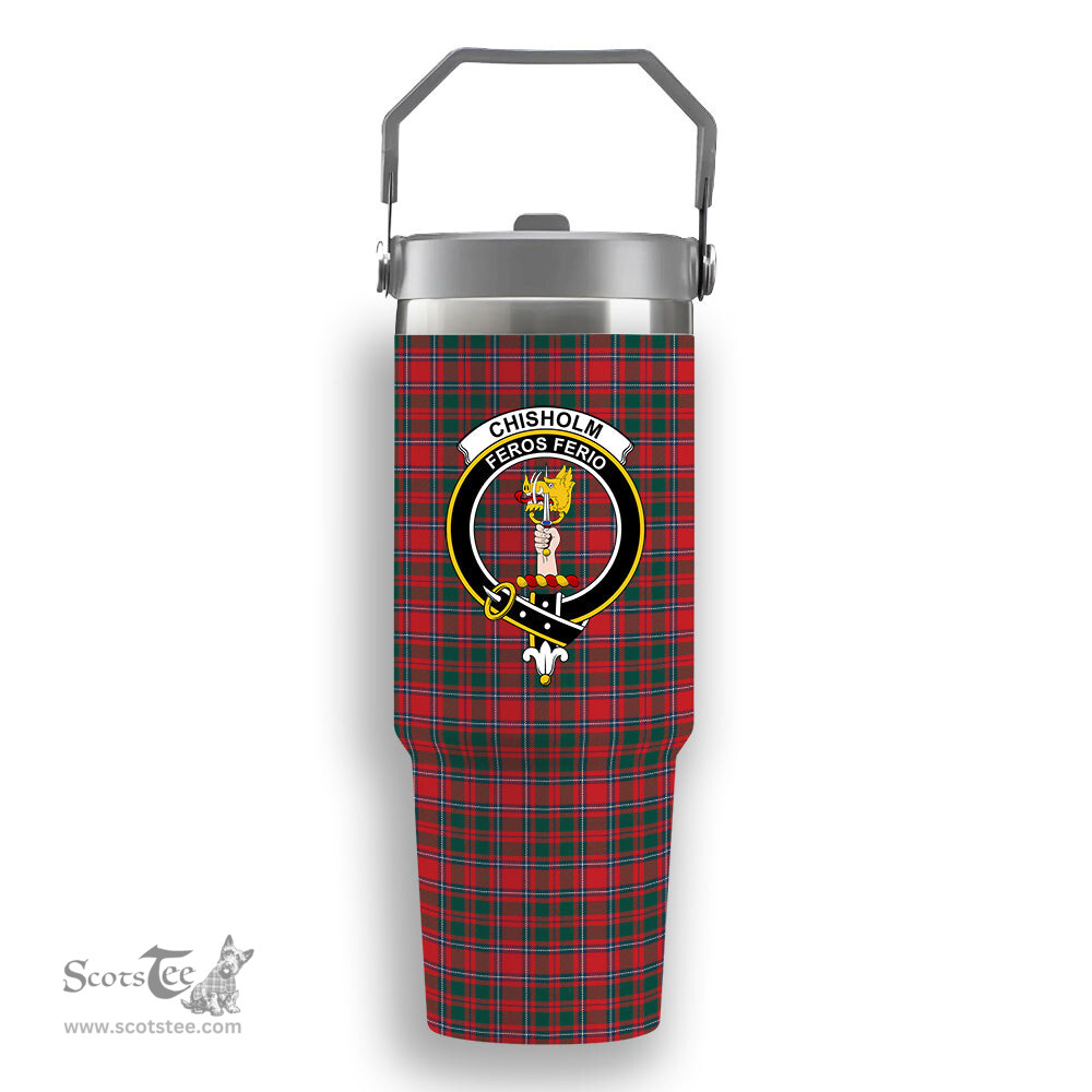 ScotsTee Shop Scottish Chisholm Artifact Modern Crest Tartan Flip Straw Tumbler 20oz 30oz