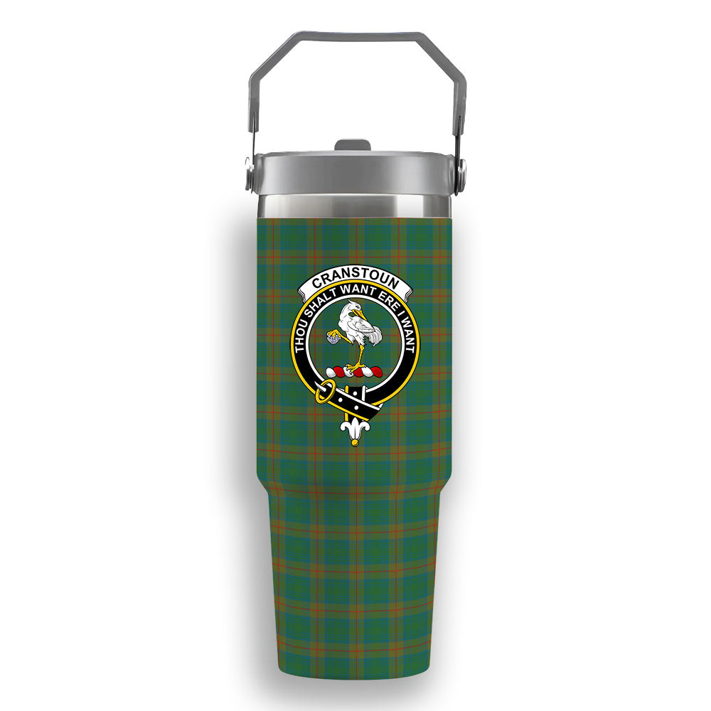 ScotsTee Shop Scottish Cranstoun Ancient Crest Tartan Flip Straw Tumbler 20oz 30oz