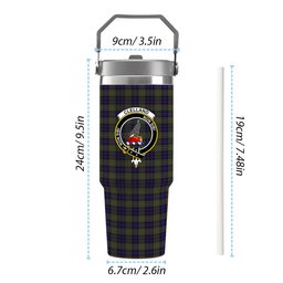ScotsTee Shop Scottish Clelland SC Crest Tartan Flip Straw Tumbler 20oz 30oz